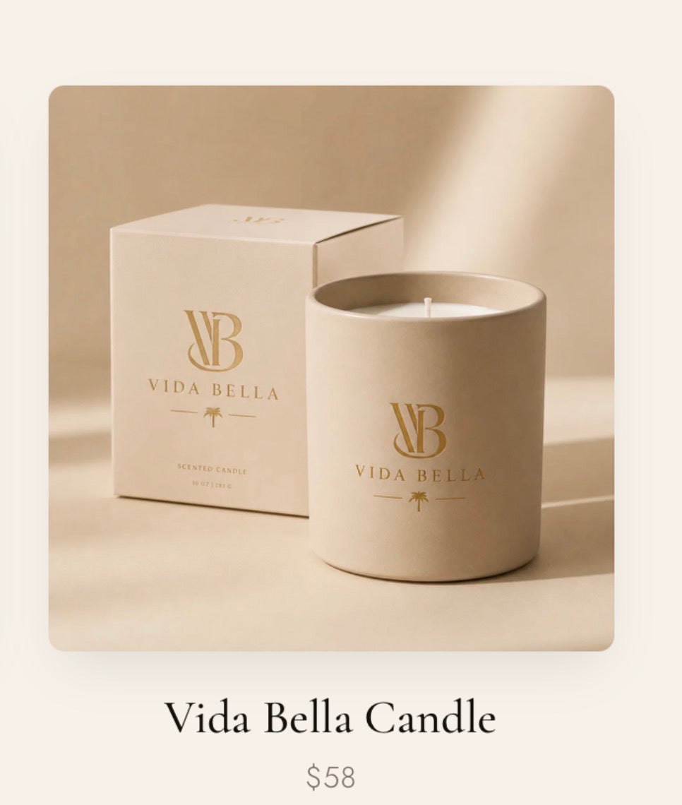 Vida Bella scented candle in ceramic vessel with gift box