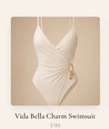 Vida Bella Charm Swimsuit in cream with gold charm cluster
