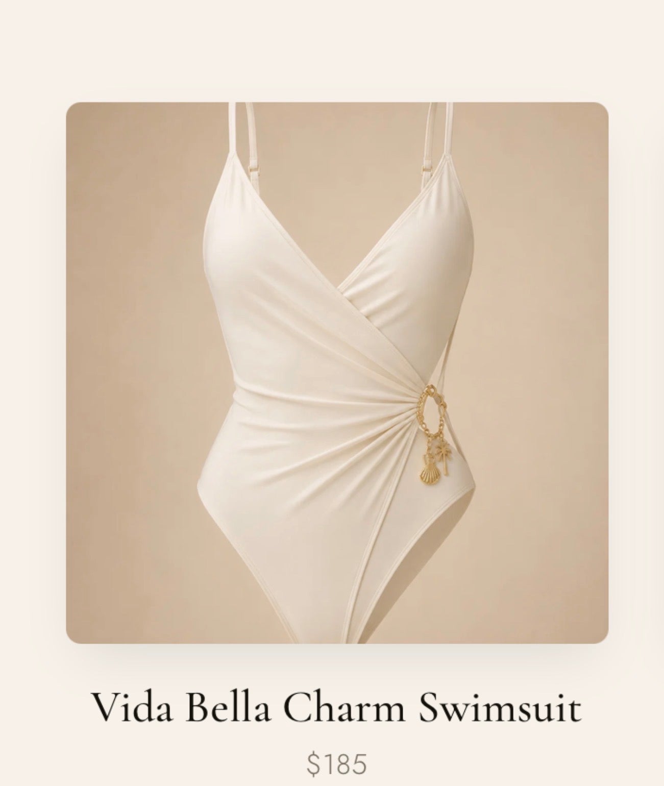 Vida Bella Charm Swimsuit in cream with gold charm cluster