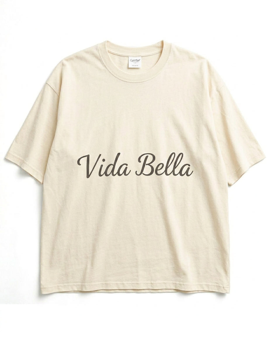 Vida Bella Script Tee — Cream